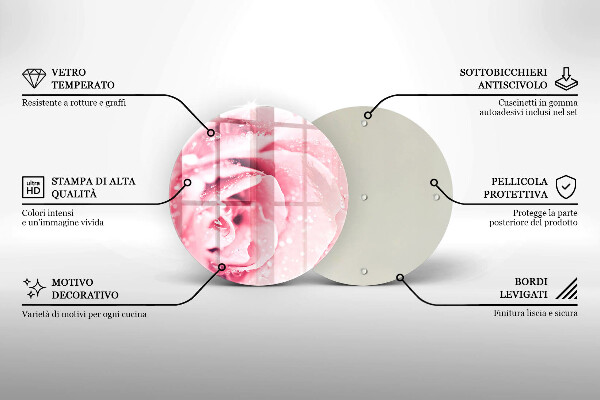 De vidrio templado Gotas de rocío y flor de rosa