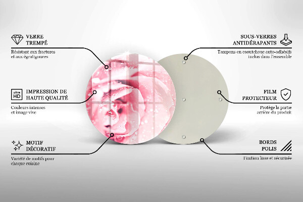 De vidrio templado Gotas de rocío y flor de rosa