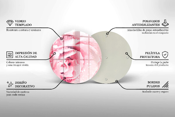 De vidrio templado Gotas de rocío y flor de rosa