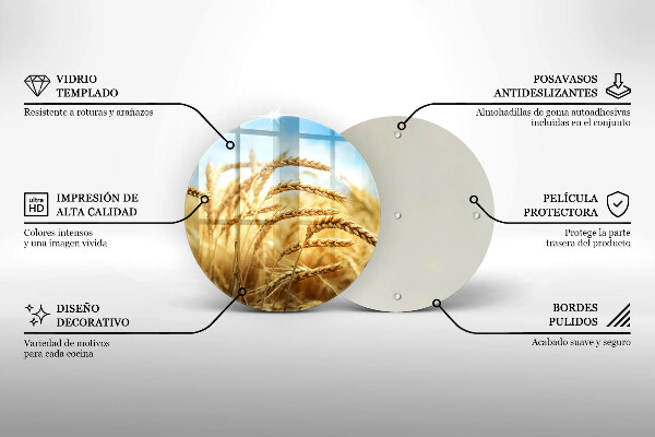 De vidrio templado Espigas de cereales en el campo