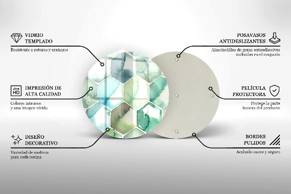 De vidrio templado Hexágonos de acuarela