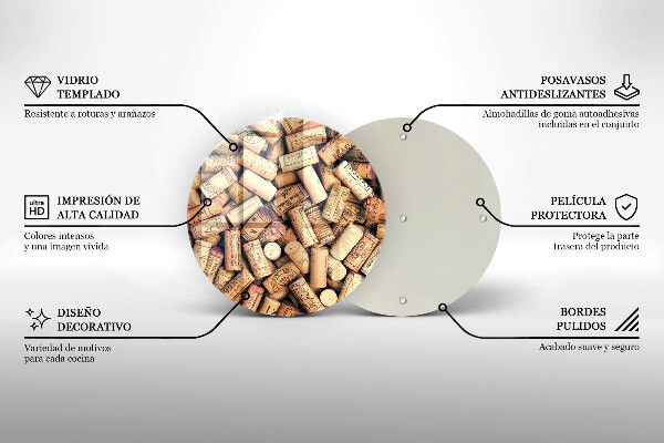 De vidrio templado Patrón sin fisuras de corchos de vino