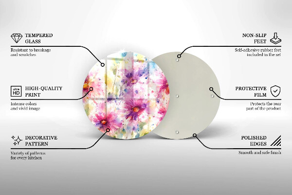 De vidrio templado Flores pintadas