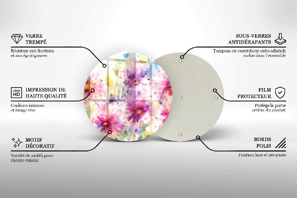 De vidrio templado Flores pintadas