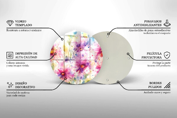 De vidrio templado Flores pintadas