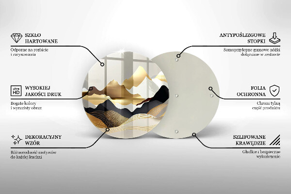 De vidrio templado Montañas doradas abstractas