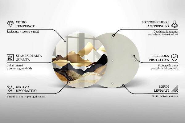 De vidrio templado Montañas doradas abstractas