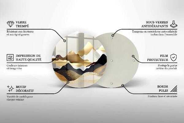 De vidrio templado Montañas doradas abstractas
