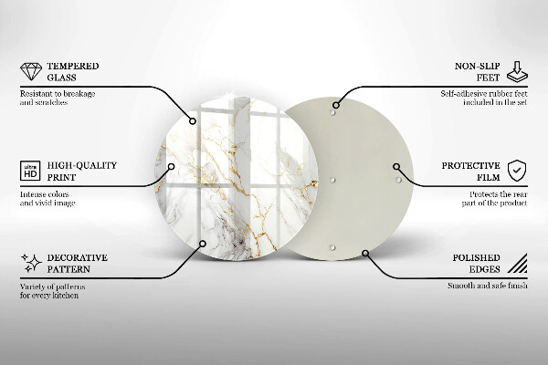 De vidrio templado Mármol claro con oro