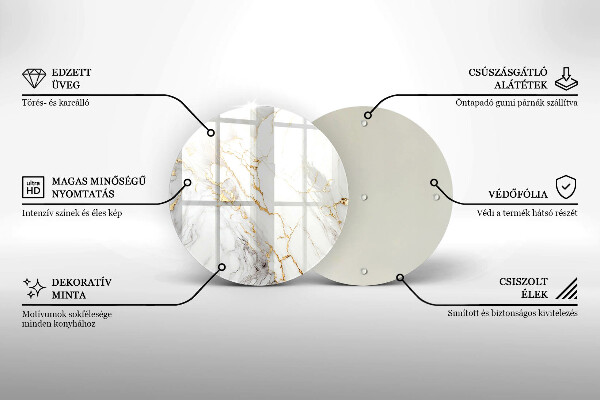 De vidrio templado Mármol claro con oro