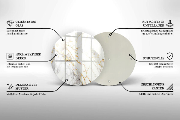 De vidrio templado Mármol claro con oro