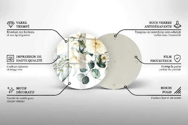 De vidrio templado Flores de acuarela
