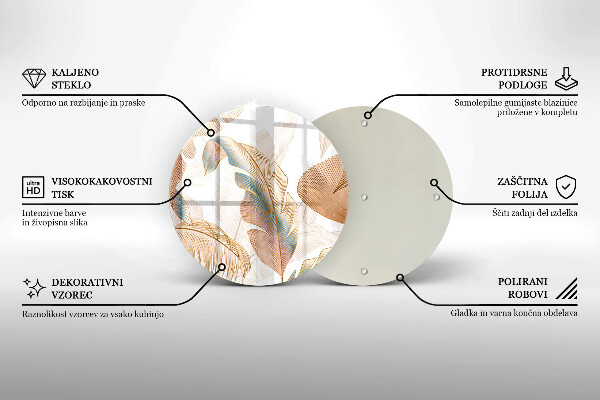 De vidrio templado Plumas y hojas boho