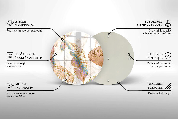 De vidrio templado Plumas y hojas boho