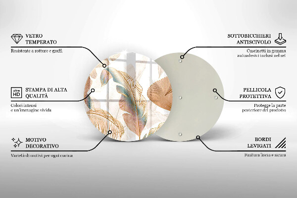 De vidrio templado Plumas y hojas boho