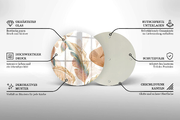 De vidrio templado Plumas y hojas boho