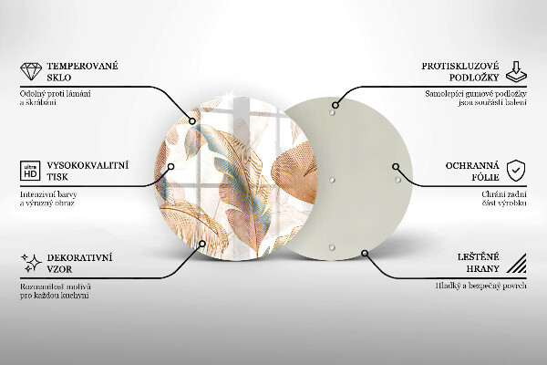 De vidrio templado Plumas y hojas boho