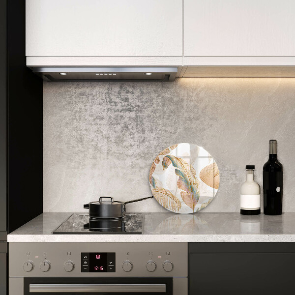 De vidrio templado Plumas y hojas boho