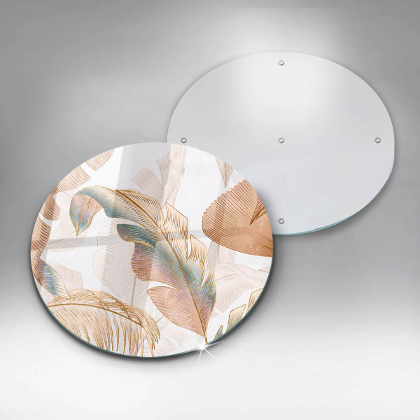 De vidrio templado Plumas y hojas boho