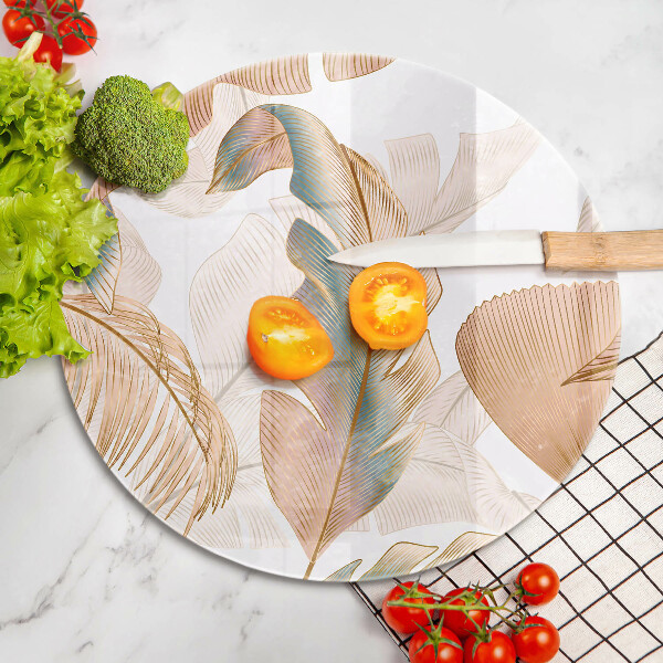 De vidrio templado Plumas y hojas boho