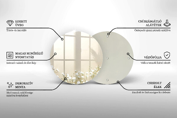 De vidrio templado Flores boho de yeso