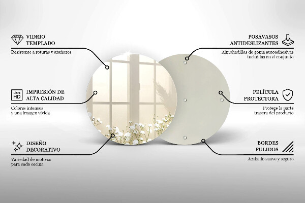 De vidrio templado Flores boho de yeso