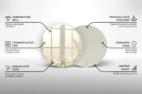 De vidrio templado Flores boho de yeso