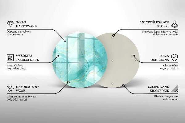 De vidrio templado Abstracción azul y dorada