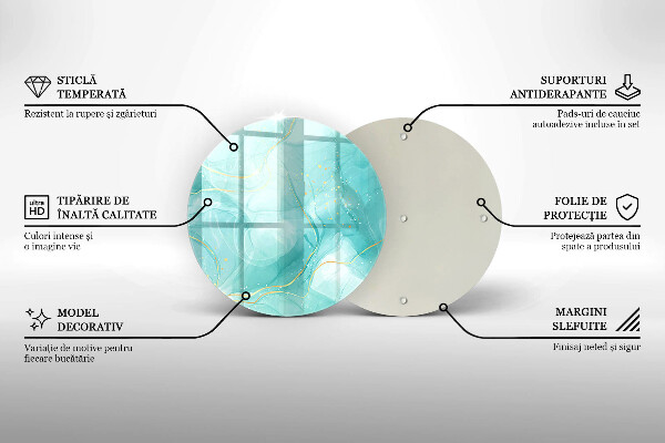 De vidrio templado Abstracción azul y dorada