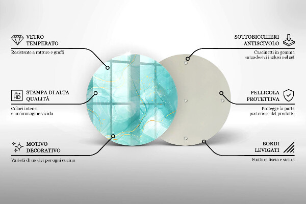 De vidrio templado Abstracción azul y dorada