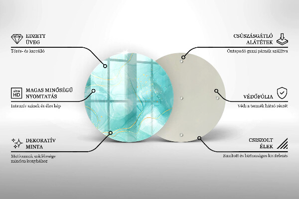 De vidrio templado Abstracción azul y dorada