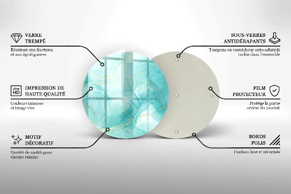 De vidrio templado Abstracción azul y dorada