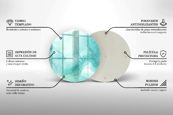 De vidrio templado Abstracción azul y dorada