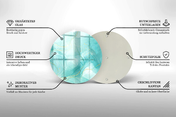 De vidrio templado Abstracción azul y dorada