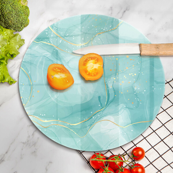 De vidrio templado Abstracción azul y dorada