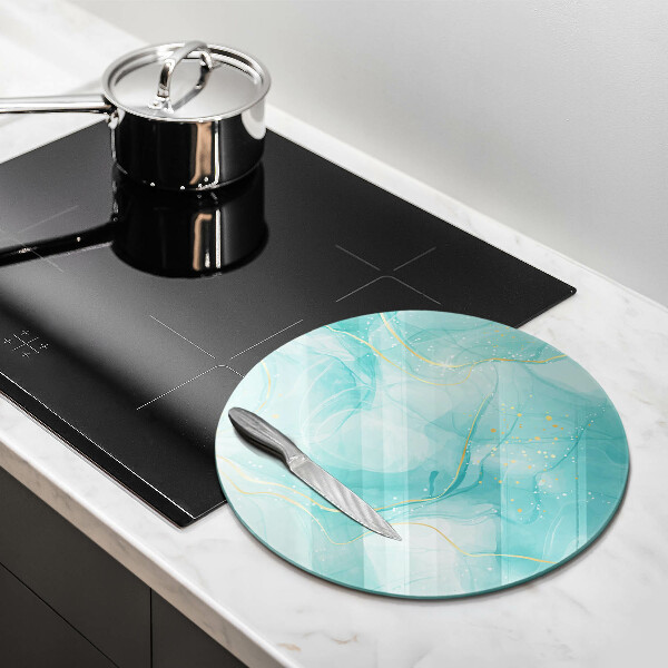 De vidrio templado Abstracción azul y dorada