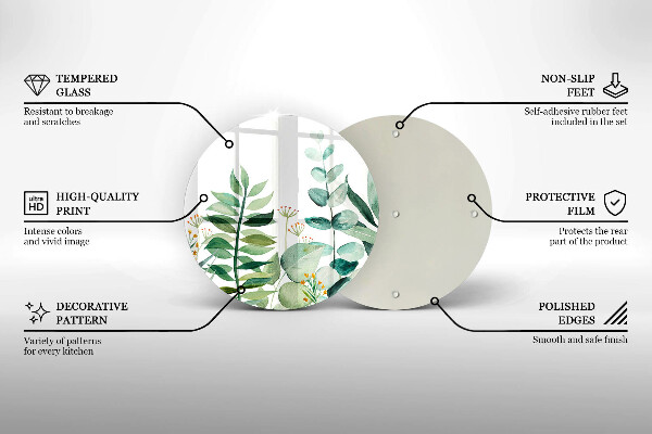 De vidrio templado Ilustración de hojas de plantas