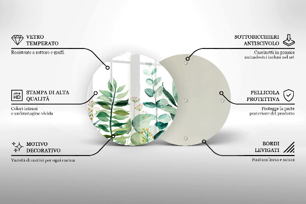 De vidrio templado Ilustración de hojas de plantas