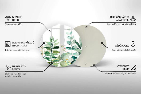 De vidrio templado Ilustración de hojas de plantas