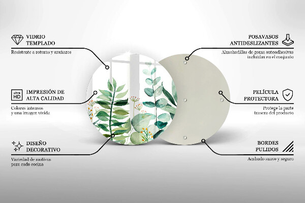 De vidrio templado Ilustración de hojas de plantas