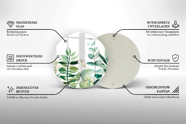 De vidrio templado Ilustración de hojas de plantas