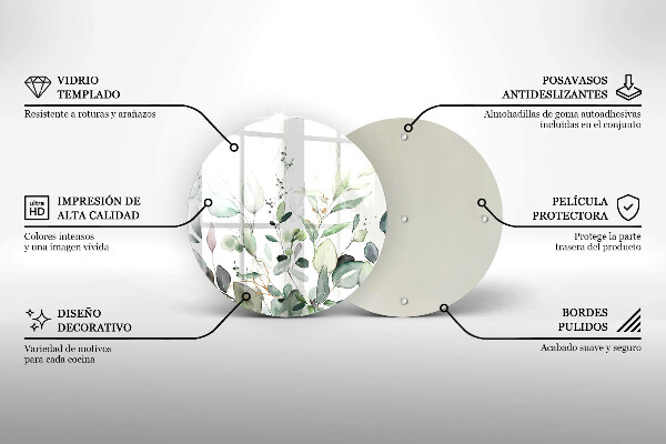 De vidrio templado Plantas de acuarela