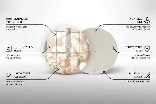 De vidrio templado Delicadas flores blancas