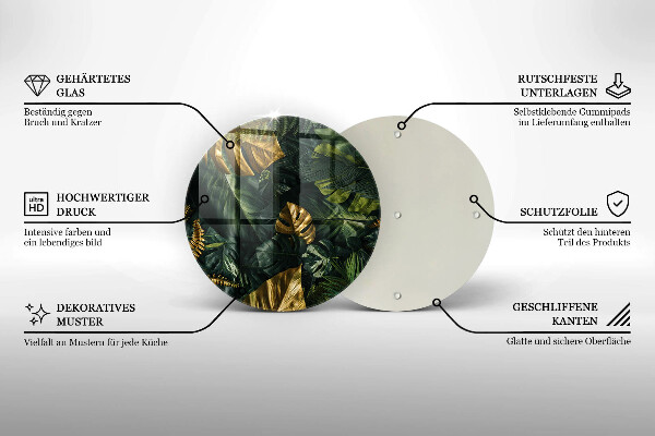 De vidrio templado Hojas de monstera dorada