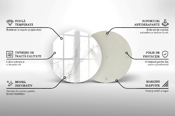 De vidrio templado Mármol blanco delicado