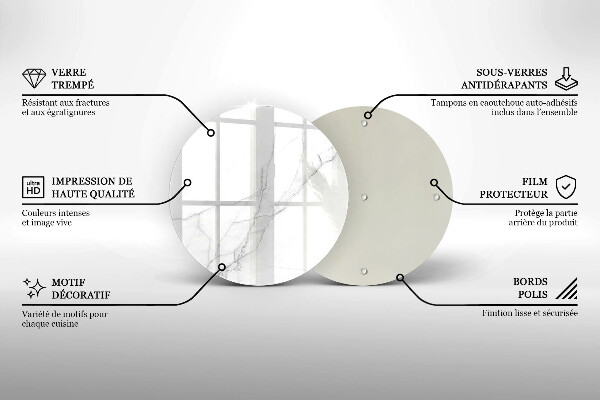 De vidrio templado Mármol blanco delicado