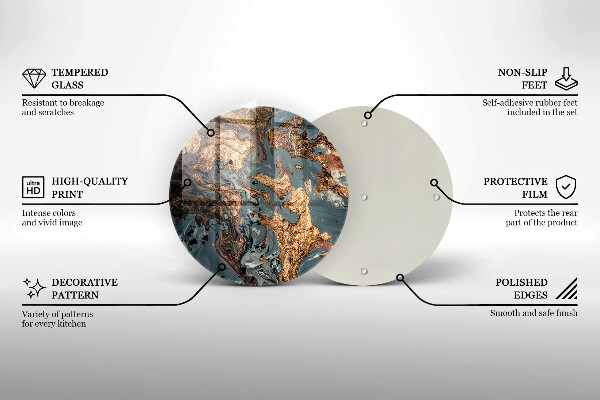 De vidrio templado Roca decorativa con oro