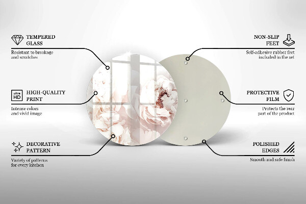 De vidrio templado Peonías pastel