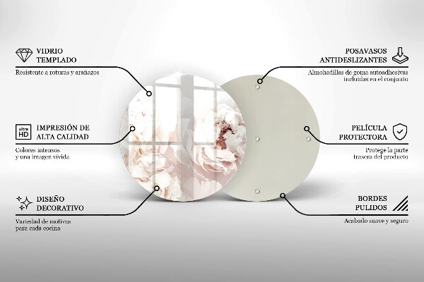 De vidrio templado Peonías pastel