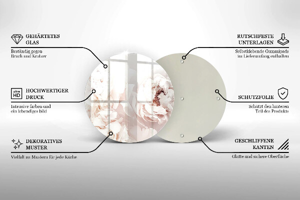 De vidrio templado Peonías pastel